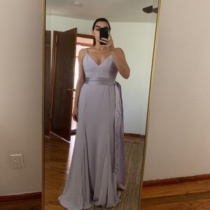 Vera Wang V-Neck Crepe Mermaid  VW360489